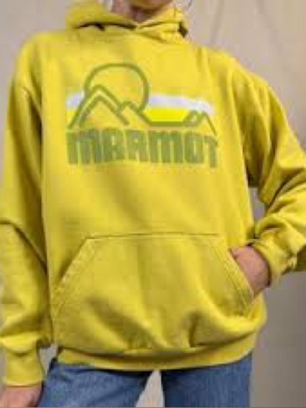 Marmot Coastal Hoodie large mountain graphic on the chest a jersey-soft feel L